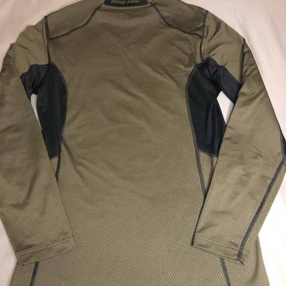 Nike Pro Dri-Fit Olive Green Black Shirt Size Medium - Picture 7 of 8